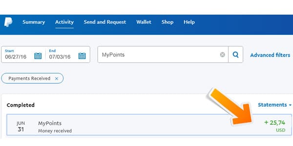 mypoints prueba de pago paypal