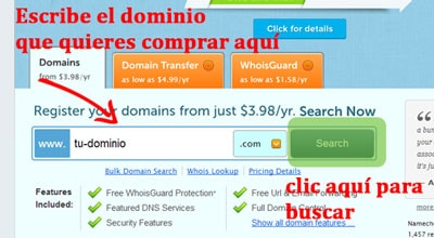 comprar un dominio usando namecheap