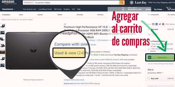 comprar en amazon agregar al carro de compras