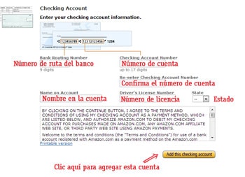 pagar en amazon agregar una cuenta del banco