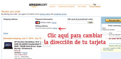 pagar en amazon cambiar la direccion de una tarjeta en amazon