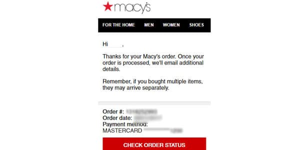 ejemplo de email de confirmacion de macys