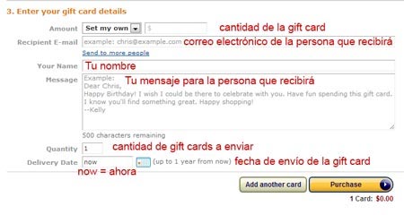 tarjetas de regalo amazon comprar por internet