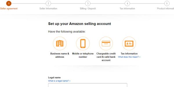 vender en amazon formulario de registro vendedor