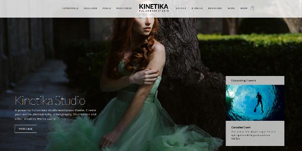 Plantillas WordPress para fotografía: Kinetika