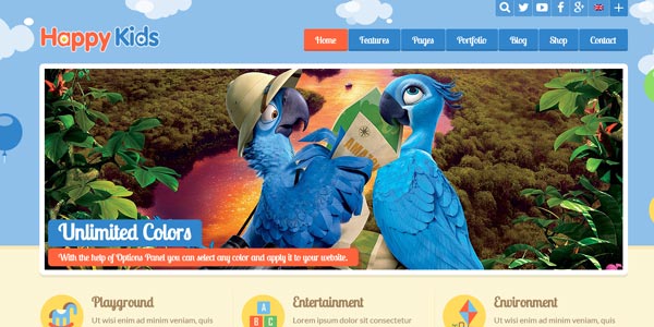 Plantillas WordPress para niños responsive: Happy Kids