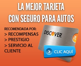 Tarjetas con seguro para autos rentados: Tarjeta Discover