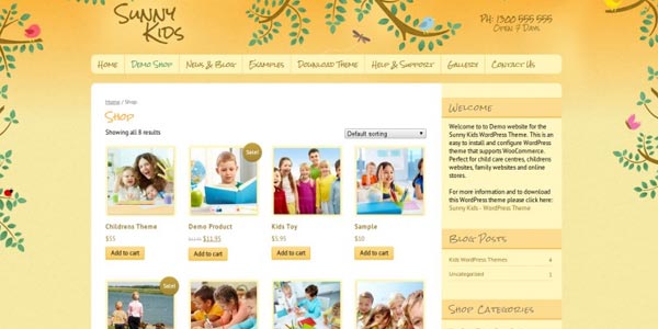 Temas WordPress para niños: Sunny Kids