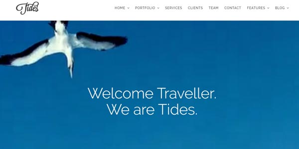 Mejores temas WordPress de una página: Tides