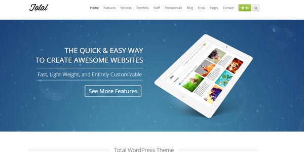 Mejores temas WordPress de una página: Total