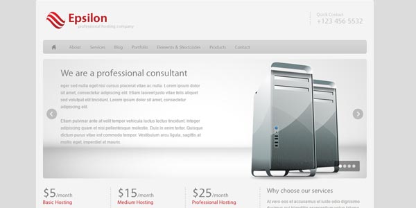 Plantillas WordPress hosting: Epsilon