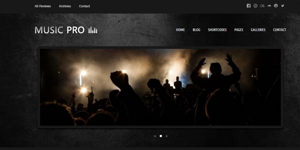 Plantillas WordPress para música, bandas y DJs: Music Pro