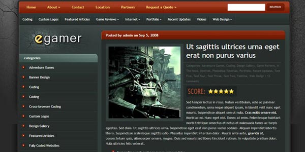 Plantillas WordPress para sitio de juegos: eGamer