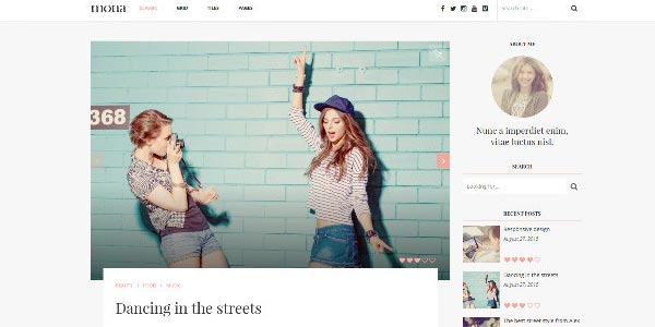 Plantillas WordPress para un blog: Mona