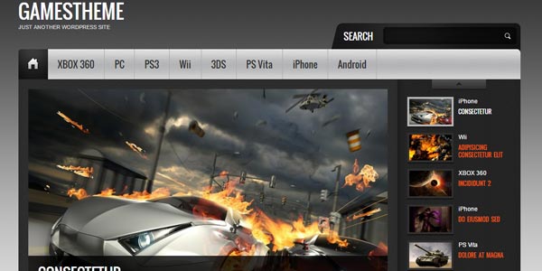 Temas WordPress de videojuegos: GamesTheme