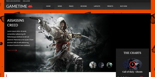 Temas WordPress de videojuegos: Gametime