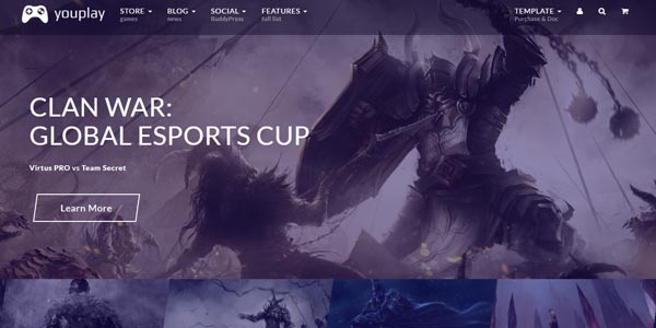 Temas WordPress de videojuegos: Youplay