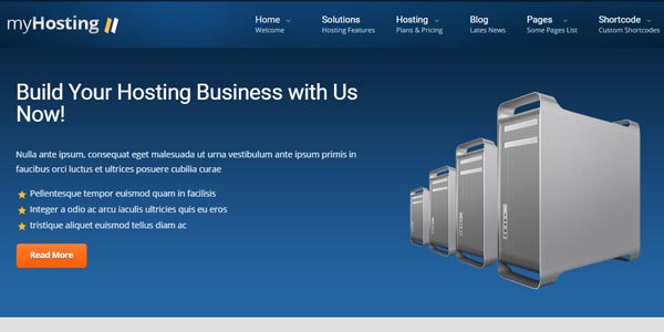 Temas WordPress de web hosting: myHosting