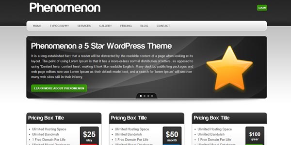 Temas WordPress para hosting: Phenomenon