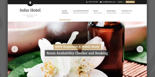 Temas WordPress para hoteles: Soho Hotel