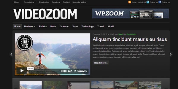 Temas WordPress para videos: Videozoom