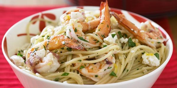 Mejor almuerzo para diabeticos pasta feta con mariscos