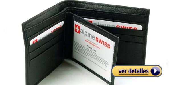 Mejor billetera para regalar a un hombre alpine swiss de cuero con anti rfid