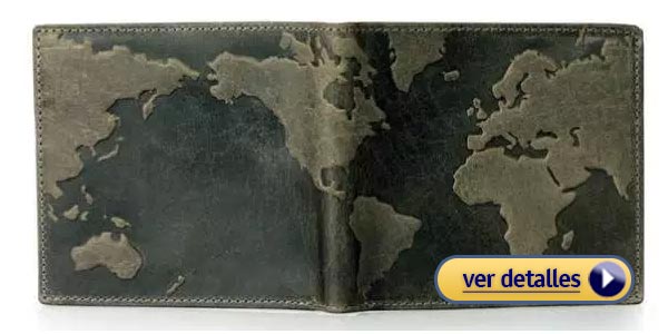 Mejores billeteras para hombre de cuero delgada con diseno de mapa mundial