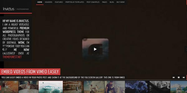 Temas wordpress modernos para videos invictus