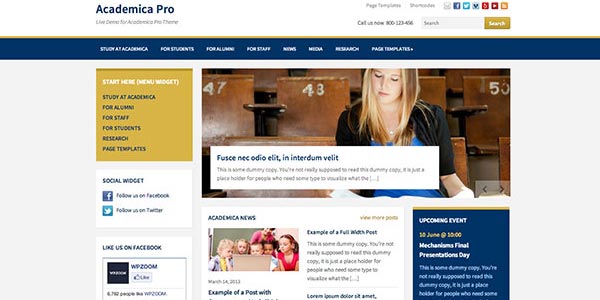 Temas wordpress para universidades academica pro