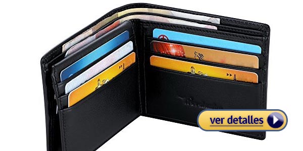 Billetera de cuero genuino para caballeros rfid blocking de travelambo