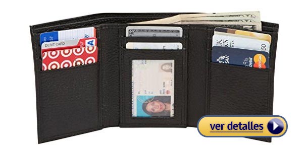 Billetera de cuero para caballeros rfid blocking slim trifold de access denied