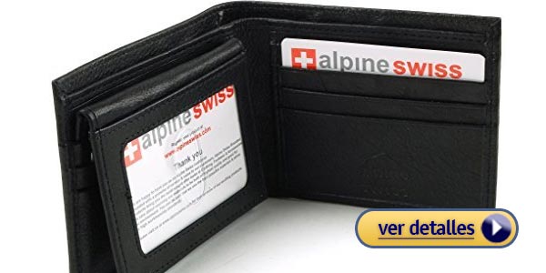 Billeteras de cuero para hombres de marca alpine swiss cartera flip up con portador de identidad