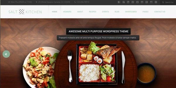 Mejores plantillas wordpress para un restaurante salt kitchen