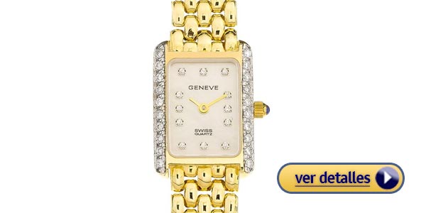 Mejores relojes de mujer reloj geneve kalle de oro 14k con diamantes