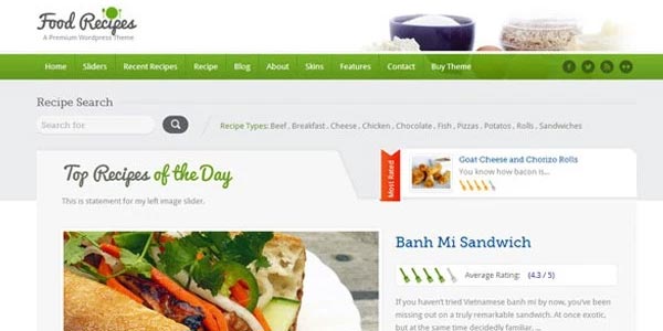 Plantillas wordpress para recetas food recipes