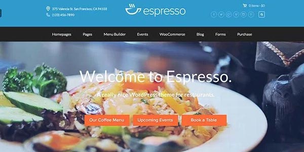 Plantillas wordpress para un restaurante espresso