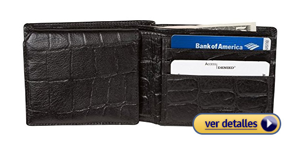 Billeteras antirrobo para hombres billetera de doble pliegue con bloqueo rfid de access denied