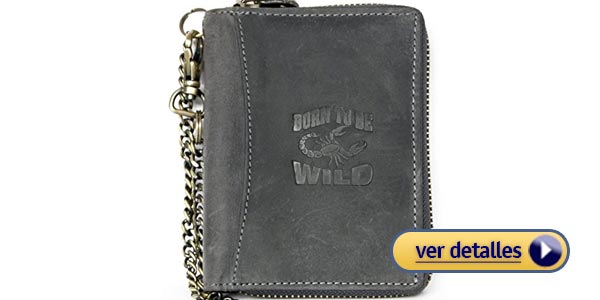 Billeteras con cadena para hombre billetera de cuero born to be wild