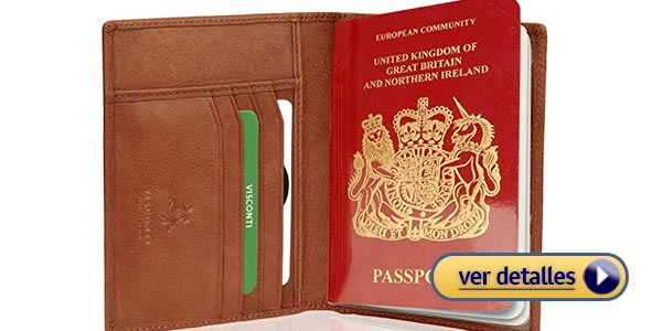 Fundas para pasaporte de marca forro de cuero visconti