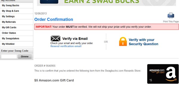 Verificar email swagbucks redeem