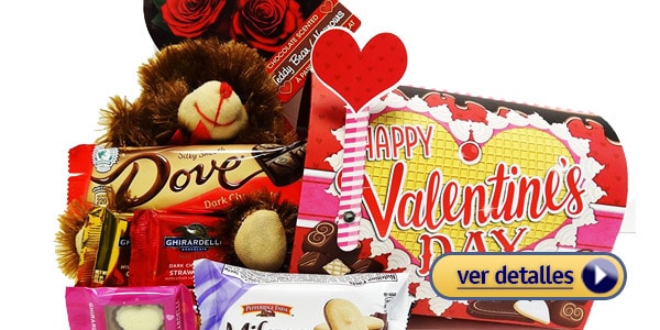 Cestas de regalo para el día de los enamorados cesta de golosinas con oso de peluche San Valentín