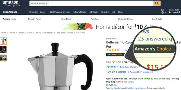 que es amazon's choice opiniones en amazon