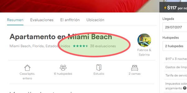 Airbnb comentarios y opiniones de la propiedad