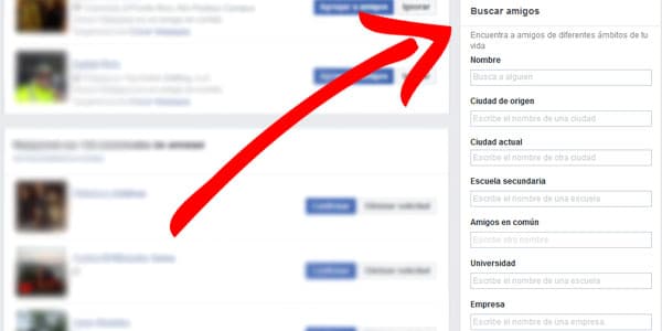 Encontrar amigos perdidos en Facebook
