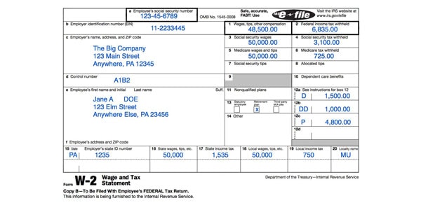 W2 documentos para hacer los taxes