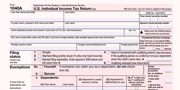 formulario 1040a hacer los taxes si no trabajo