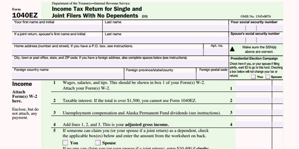 formulario 1040ez hacer los taxes sin trabajar