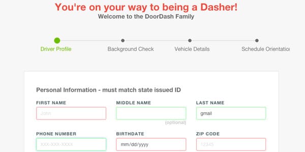 aplicar para ser repartidor de comida con DoorDash