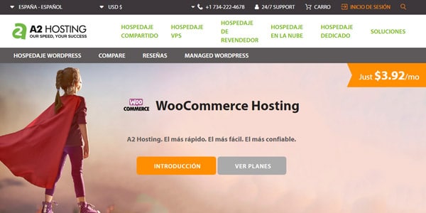 A2 Hosting mejor hosting tienda online en espanol